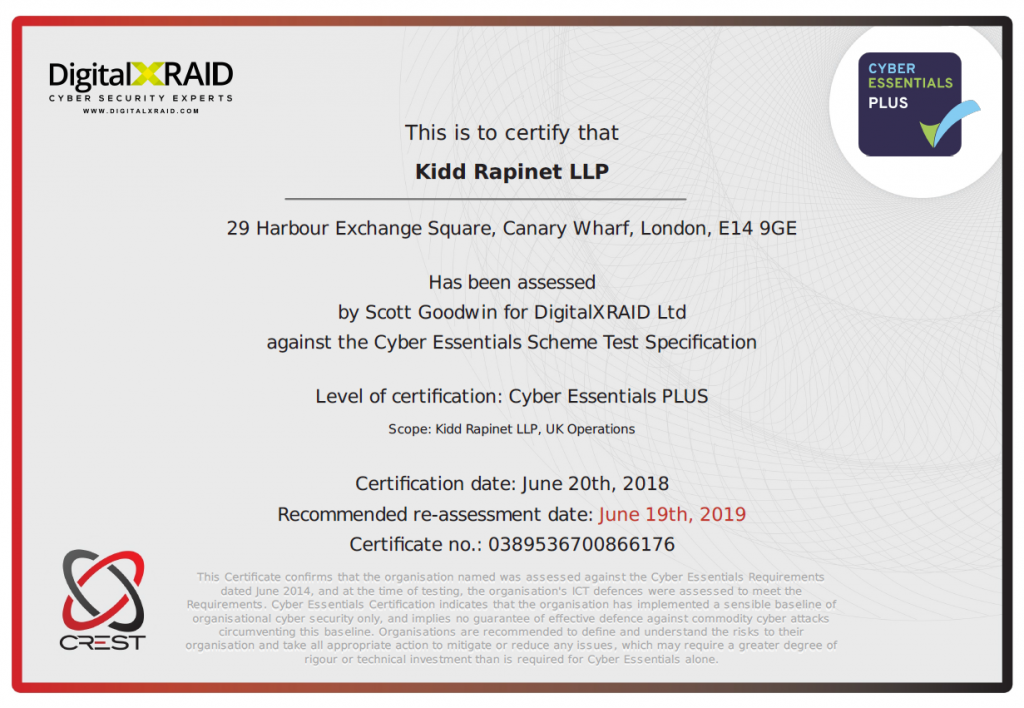 cyber essentials plus certificate
