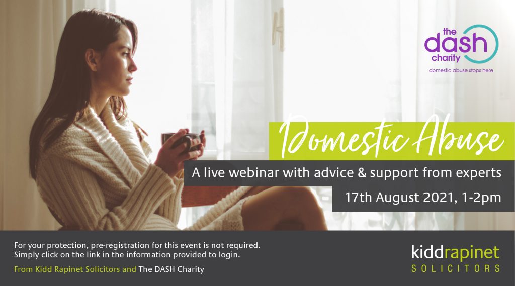 Domestic Abuse invitation with lady sipping coffee