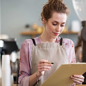 Business person looking at debt recovery